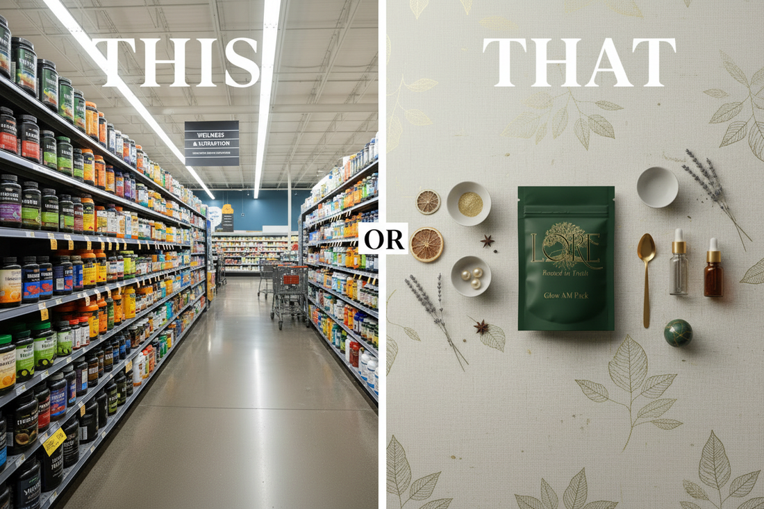 This or That: The Supplement Aisle vs. A Protocol Built for Your Skin - Invernadero, Inc | Lore by Invernadero