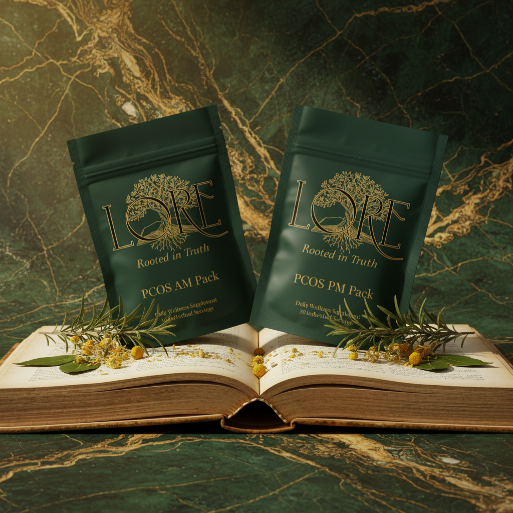 Lore PCOS Complete Bundle AM and PM dietary supplements for 30-day hormone, insulin, skin, and recovery support